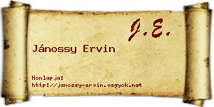 Jánossy Ervin névjegykártya