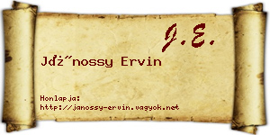 Jánossy Ervin névjegykártya