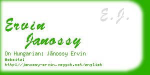 ervin janossy business card